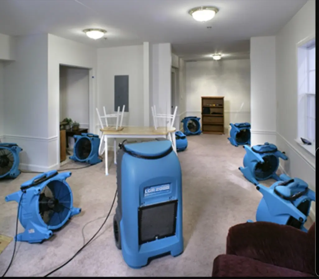 Air movers and dehumidifier setup for Water Extraction & Removal in Whittier